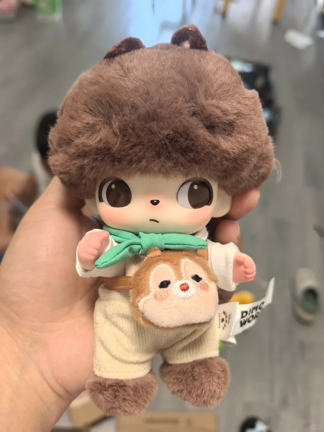 Authentieke POPMART Originele Echte DIMOO WORLD Serie Vinyl Pluche Sleutelhanger Actie Kawaii Anime Actie Schattige Kleine Beer Biscuit