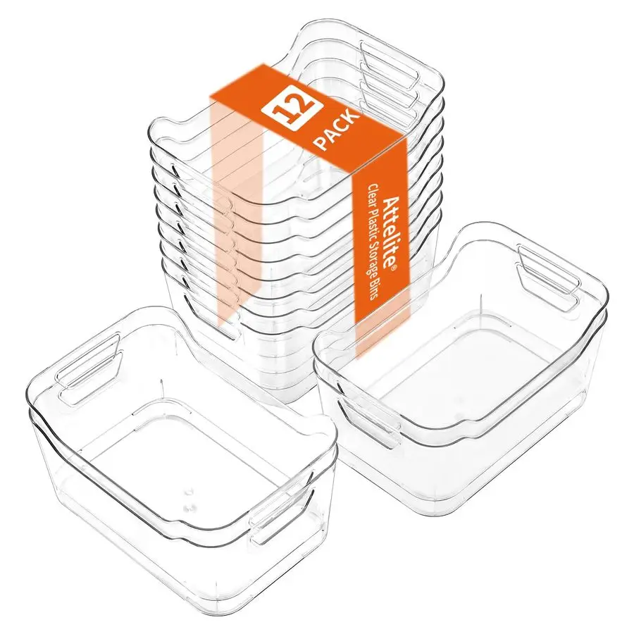 

Набор из 12 прозрачных пластиковых контейнеров для хранения, многофункциональные органайзеры для кладовой, контейнеры для хранения для дома, кухни, морозильной камеры