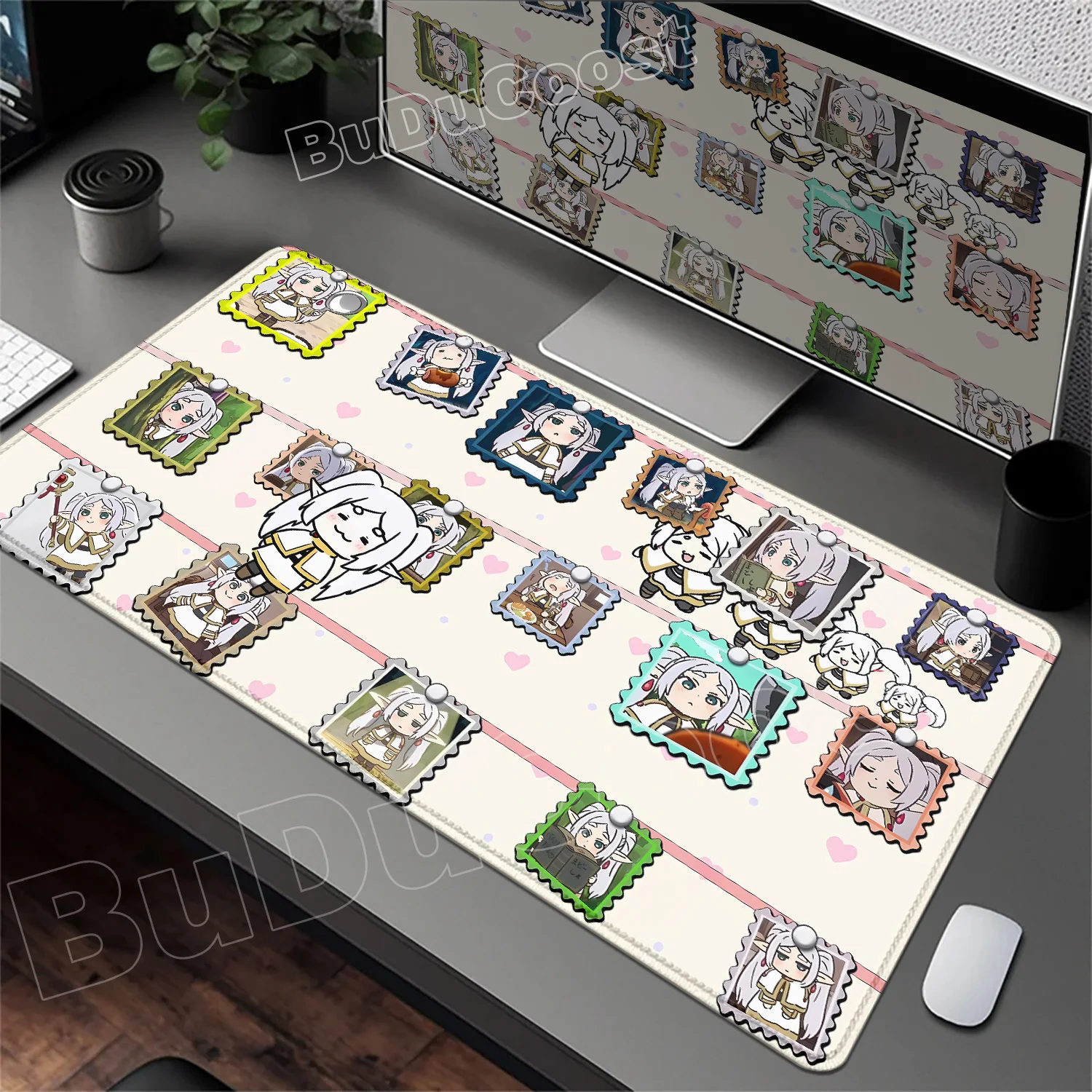 Pretty Anime HD Print Cute Frieren At The Funeral Mouse Pad XXL 900x400mm Mousepad Large Extended Mause Desktop Mats Friend Gift