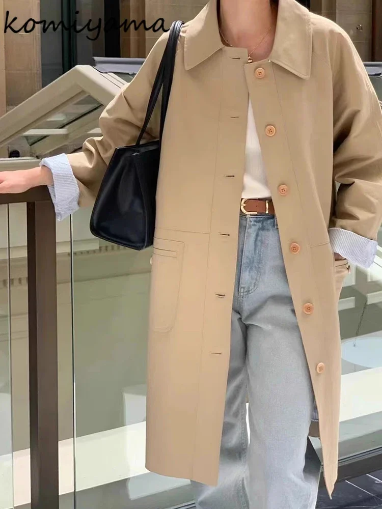 

Lager Pockets Outerwears Turn Down Collar Chaquetas Mujer 2025 Autumn Retro Casaco Long Sleeve Jaqueta Feminina Casual Jacket