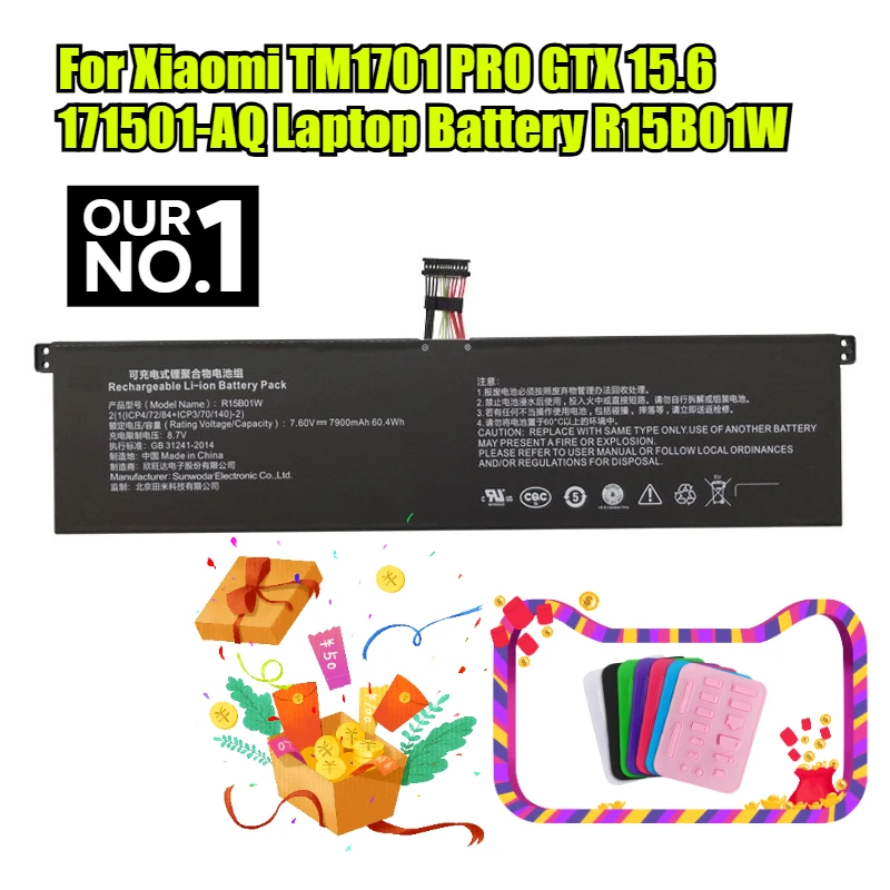 

For Xiaomi TM1701 PRO GTX 15.6 171501-AQ Laptop Battery R15B01W