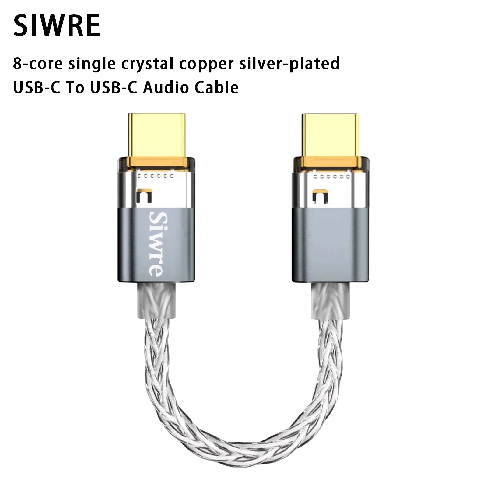 SIWRE OT1 Type-c To Type-c Audio Cable For Dongle DAC Portable Headphone Amp Silver-Plated Single Crystal Copper USB-C Cables