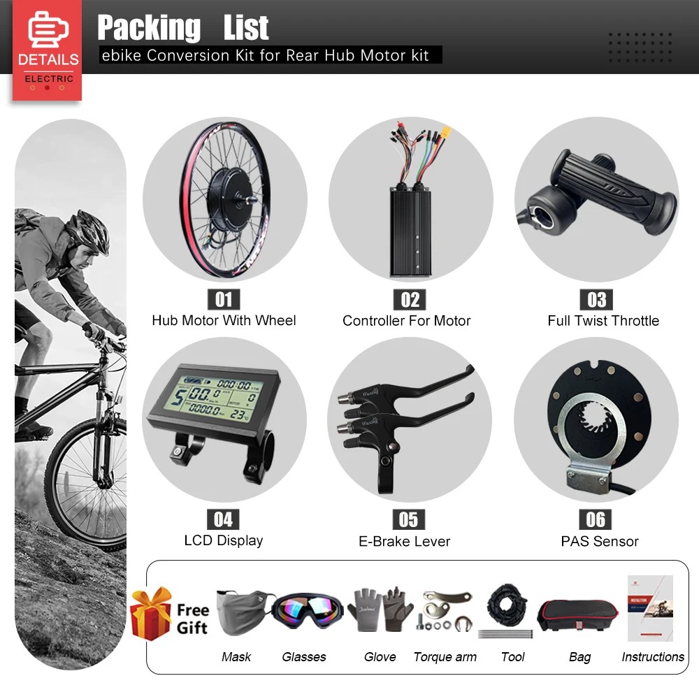 72 فولت 3000 واط MTX39 E-الدراجة تحويل عدة Brushelss Gearless محور عجلات خلفي المحرك للدراجات الكهربائية تحويل عدة 26-29 بوصة 700C #5