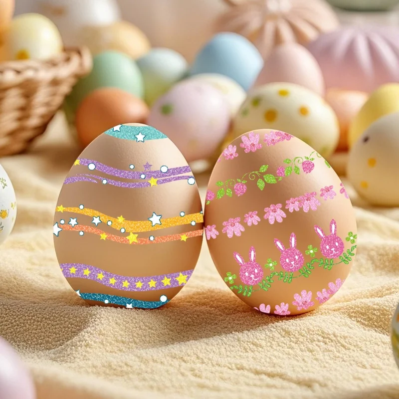 

16pcs Set Easter Glitter Egg Tattoo Sticker Easter Egg Festival Party Decoration