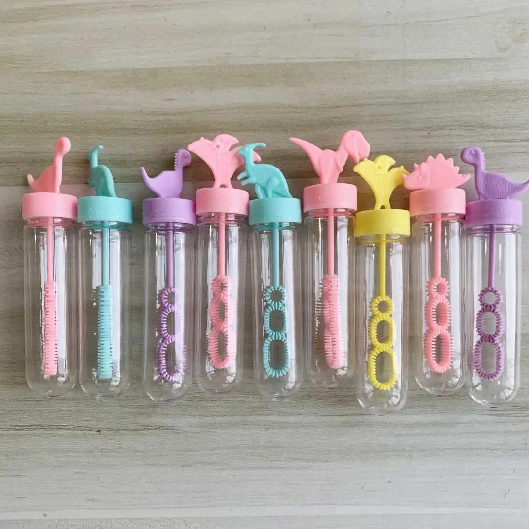 10 قطعة/الحقيبة الملونة فقاعة أنبوب لعبة لطيف ديناصور شكل فقاعة آلة الاطفال حفلة عيد ميلاد الحسنات يعامل المدرسة جودي حشو