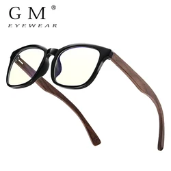 GM-gafas de lectura de madera de bambú para hombre, lentes antiazules de madera Vintage, decoloración a la moda, 1012