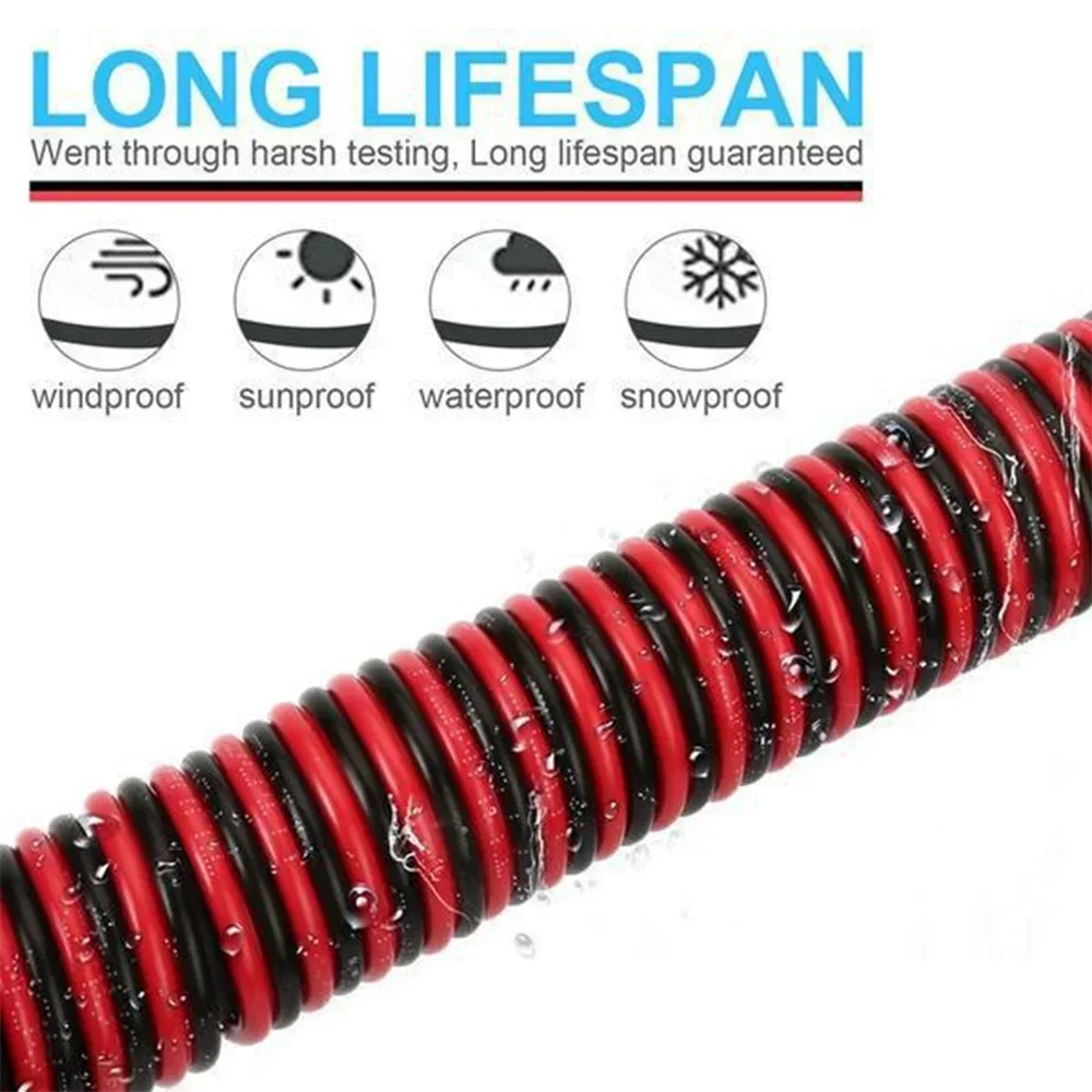 STONEGO 2-Pin LED Strip Extension Cable - 5m/10m/20m Lengths, Red & Black, 22AWG, for 3528/5050 Single Color LED Strips