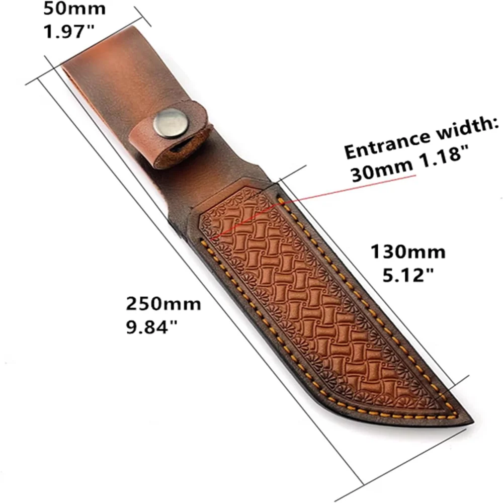 1-Piece Leather Sheath, Brown Genuine Leather Straight Blade Sheath, EDC Suitable for Outdoor Hunting Camping Storage Bag