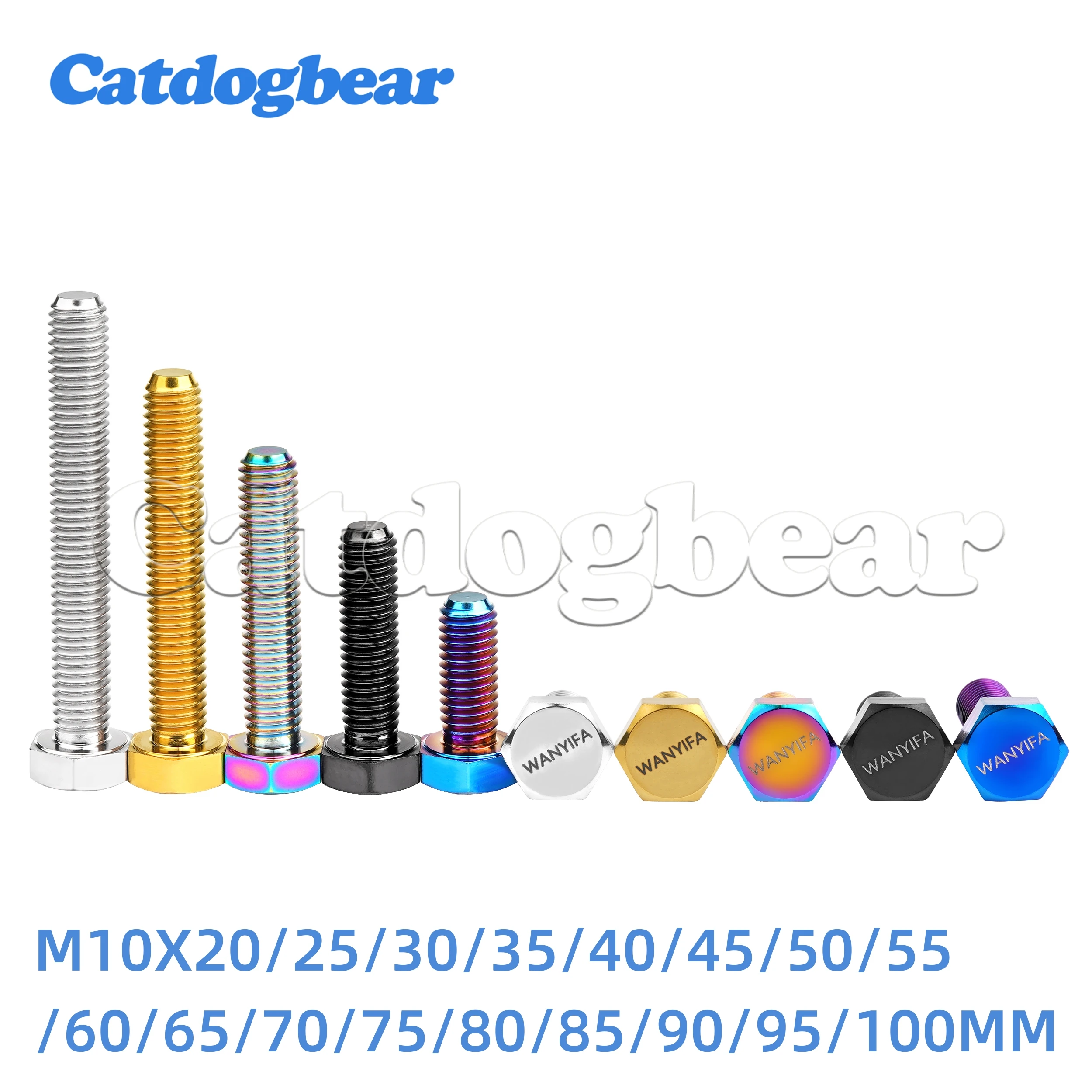 

Catdogbear Titanium Bolts 1.25mm M10x20/25/30/35/40/45/50/55/60/65/70/75/80/85/90/95/100 Screws for Bicycle Motorcycle Part