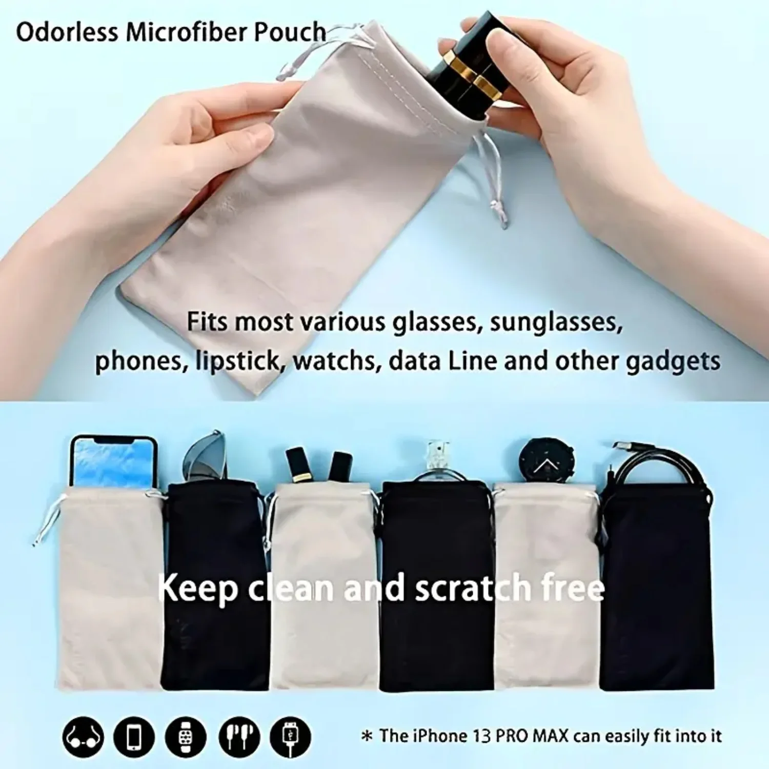 4X Microfiber Zonnebrillen Brillen Gadgets Reinigings- en opbergetui - Superieure reiniging en organisatie voor uw brillen en accessoires