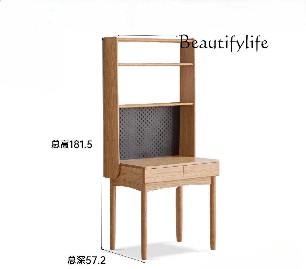 

Nordic medieval solid wood desk bookshelf integrated small apartment writing table