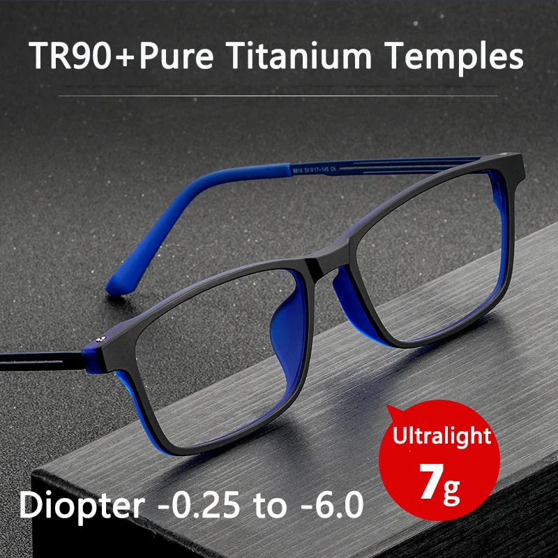 

Pure Titanium Business Myopia Glasses Men Women Anti Blue Light Computer Glasses -75 125 Ultralight Full Frame Nearsighted gafas