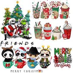 Friends Christma Heat Transfer Stickers for Clothing Iron on Patches Washable T-Shirt Thermo atches Merry Christmas Sticker