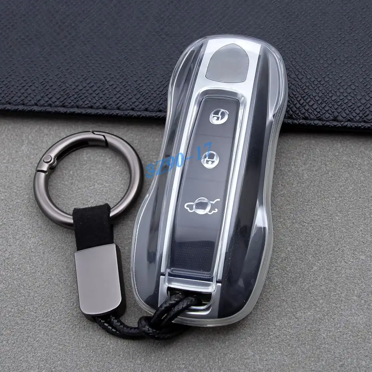 Clear Fully Transparent TPU Car Smart Key Cover Case For 2017-2025 Porsche Cayenne Coupe Panamera Taycan 911