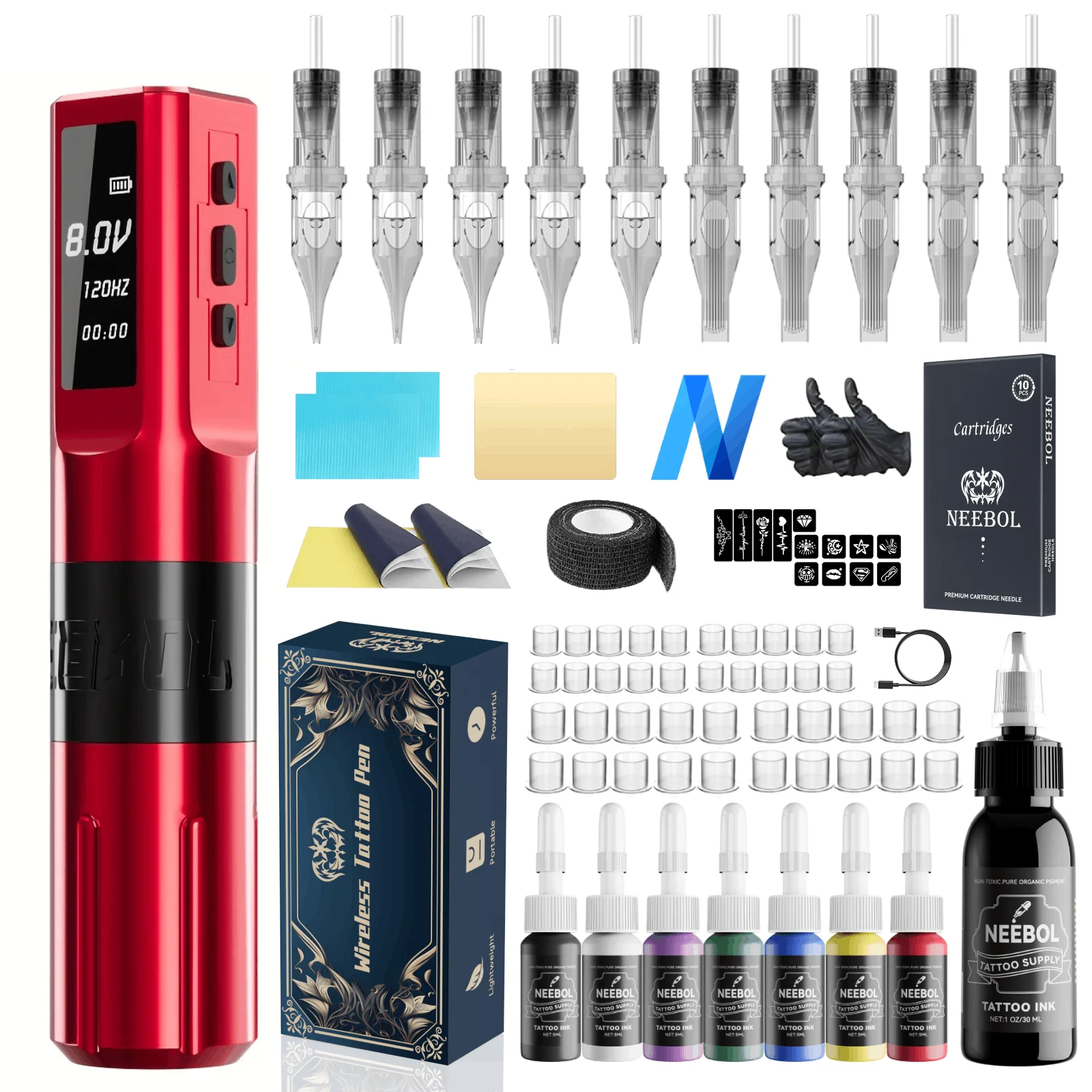 

Complete Tattoo Machine Kit High-Speed Performance 2000mAh Battery Professional Tattoo Pen for Tattoo Artists
