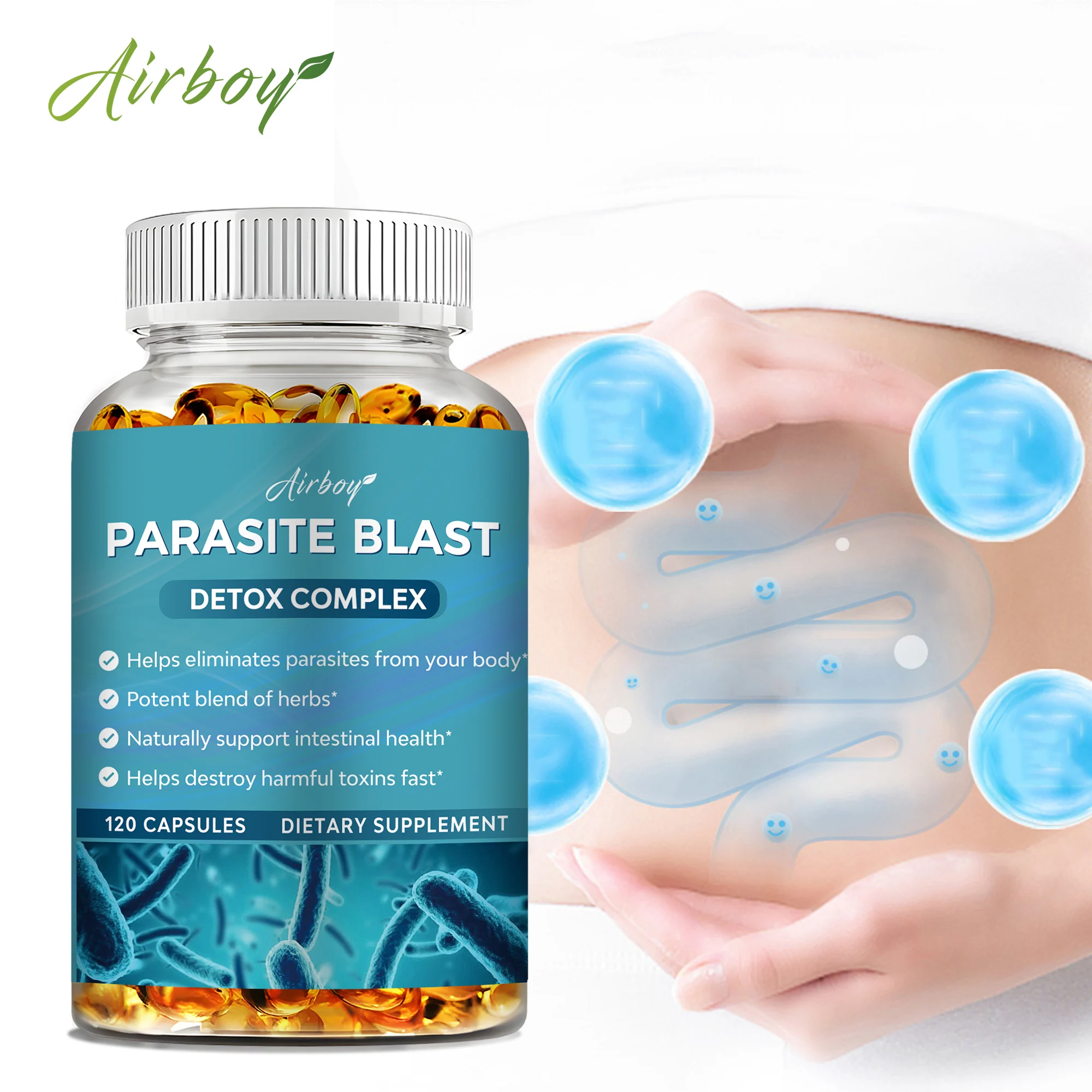 

Parasite Blast - Bowel Cleansing Supplement, Digestive Health, Metabolism, Immune Health, Parasite Removal - 120 Capsules