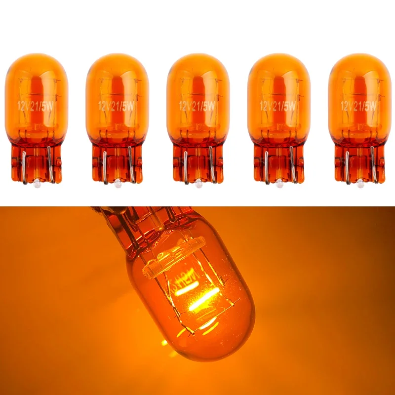 

2Pcs T20 7443 W21 5W 7440 Glass Halogen Turn Signal Lamp Brake Stop Lights Bulb Daytime Running Lights Warm White Reversing Bulb