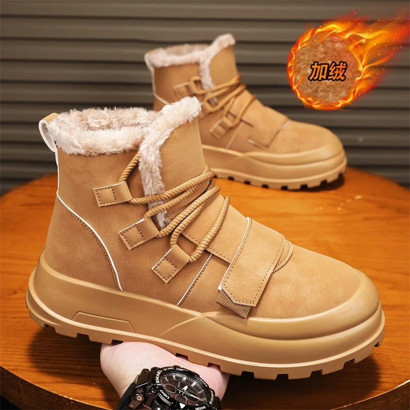 

Мокасины Зимние ботинки для мужчин Спорт и отдых Теплая бархатная обувь до щиколотки для мужчин Модные мужские кроссовки Мягкие и удобные