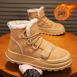 Loafers Winter Boots for Men Sports and Leisure Warm Ankle Add Velvet Shoes for Men Fashion Men's Sneakers Soft and Comfortable