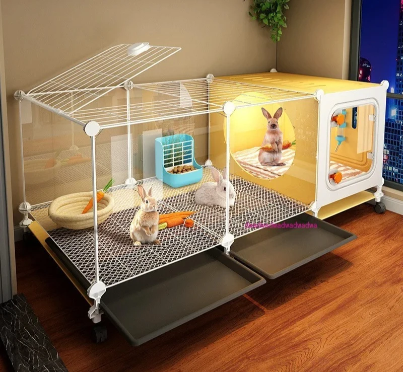 

Transparent Viewing Rabbit Cage Special Cage with Toilet Household Large Indoor Pet Villa