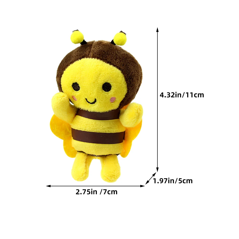 11cm Kawaii Bee Plush Keychain Cartoon Small Animal Bag Pendant Honeybee Mini Stuffed Soft Fun Toy Children Girl Gifts