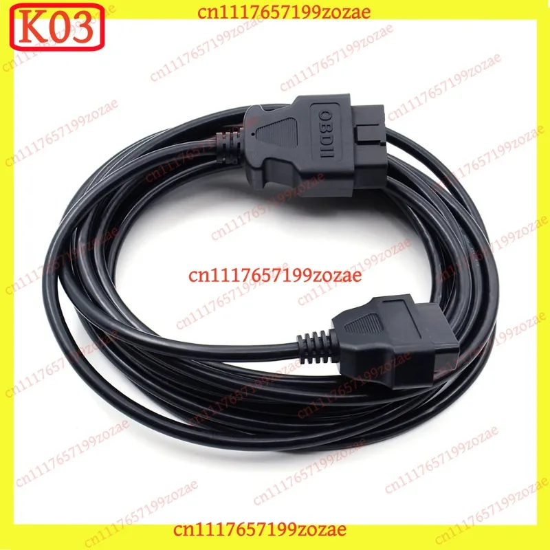 k3 5m OBD2 Extension Cable 16-Pin Male to Female Full 16-Core AWG24 Shielded for ELM327 Diagnostic Scanner