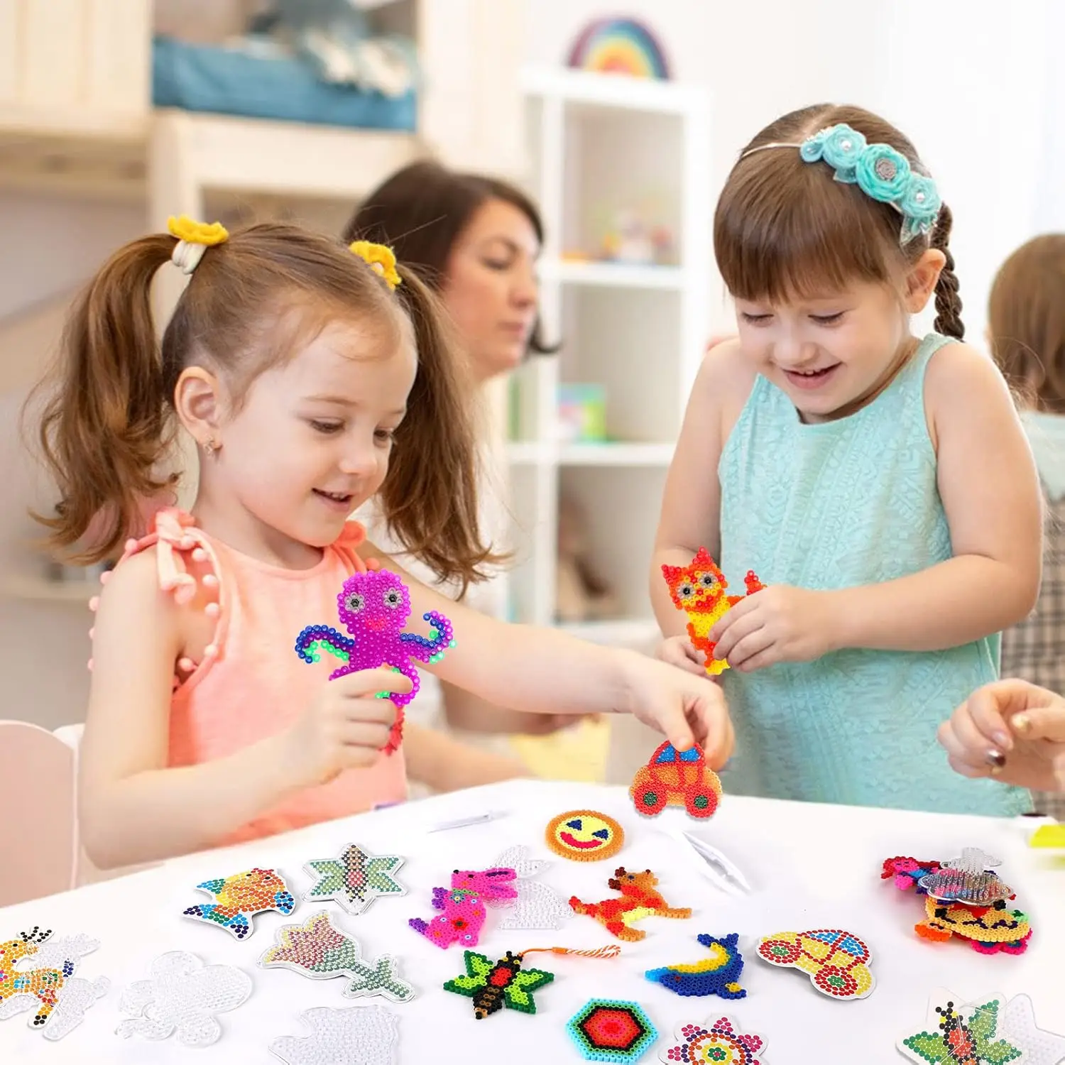 20 szt. 5 mm koralików Perler Hama Pegboardy przezroczyste plastikowe tablice w kształcie zwierząt z 20 szt. kolorowych kart dla dzieci DIY Craft Beads — zdjęcie 4