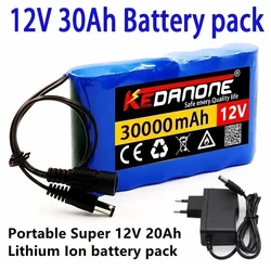 NEW Portable Super 12V 30000mah Battery Rechargeable Lithium Ion Battery Pack Capacity DC 12.6v 30Ah CCTV Cam Monitor + Charger