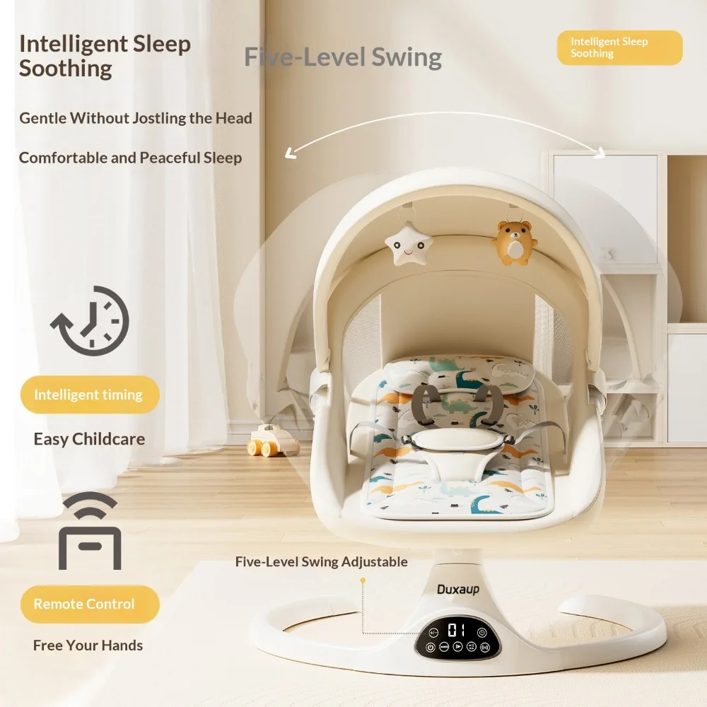 Smart Electric Baby Rocking Chair Auto Swing Bluetooth Remote Control Infant Cradle Stroller for 0-1 Years Old