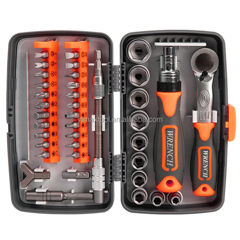 38-In-One High Hardness Multi-Function Ratchet Wrench Set Rotatable Screwdriver Head for Home Machine Repair