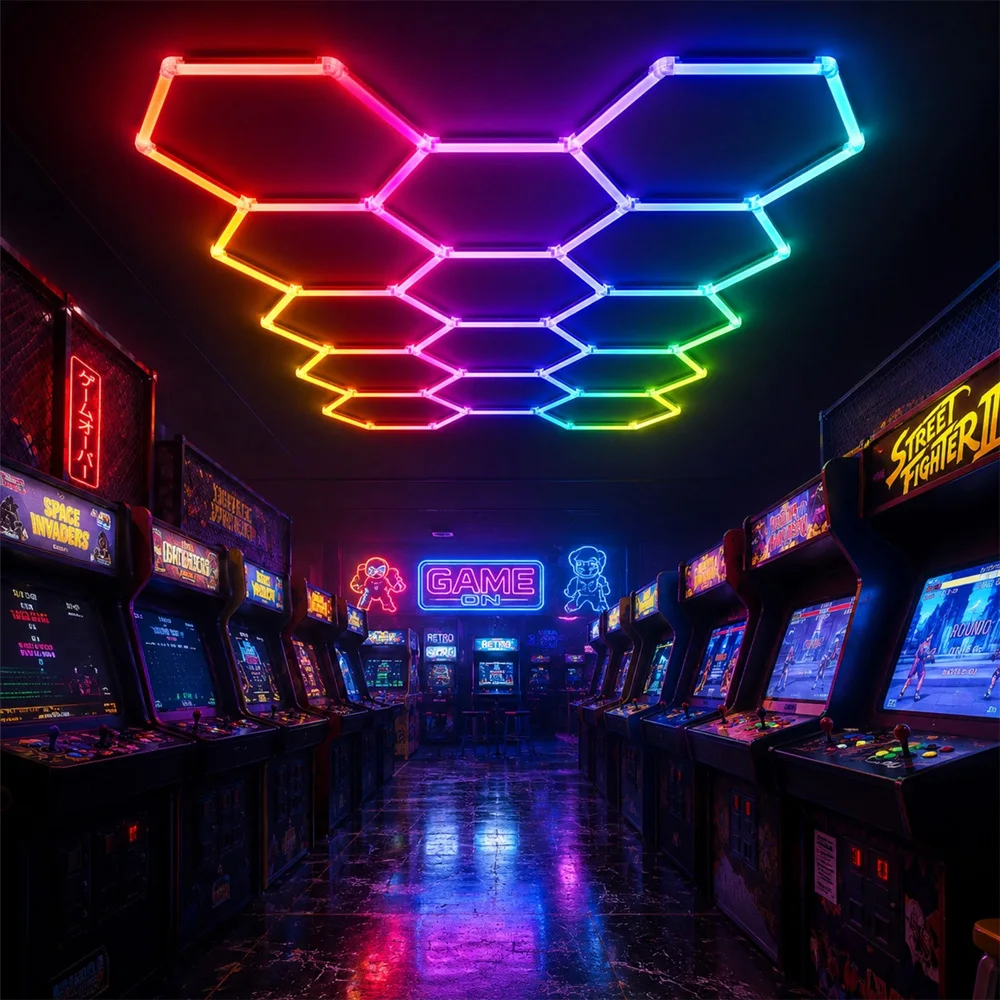Game Hall RGB Colorful Atmosphere Light DIY Free Assembly 110V-240V Easy Installation Two Ways Music Mode Timed Off Mode