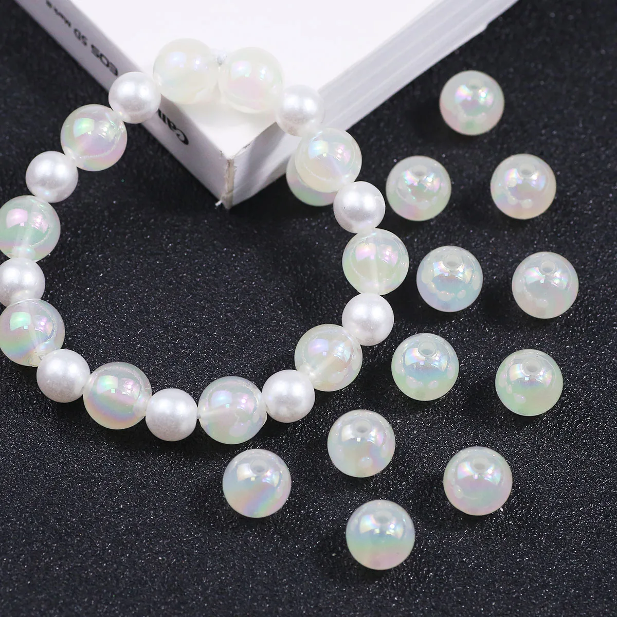 

10/20/50pcs 10mm Acrylic Luminous Beads White Loose Spacer Beads for Jewelry Making DIY Cute Bracelets Necklace Crafts Supplies