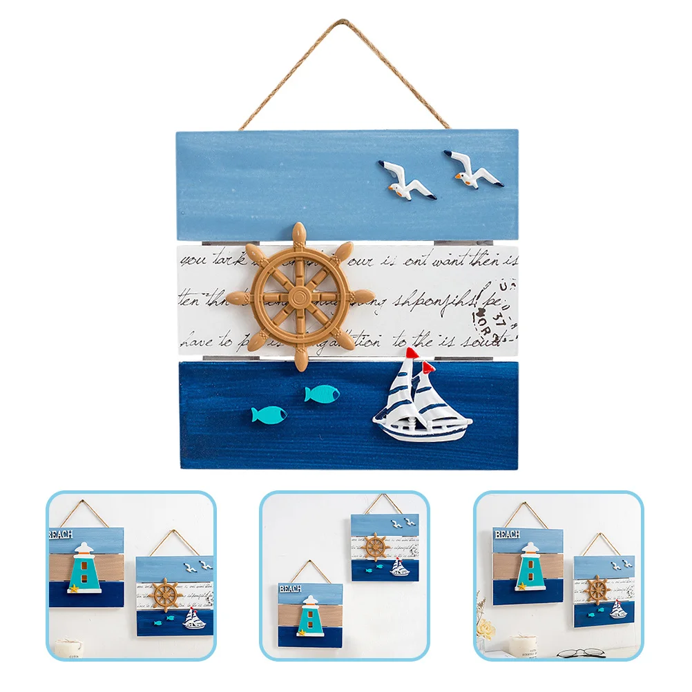 

Wooden Hanging Door Sign Mediterranean Style Beach Wall Decor Ocean Theme Hanging Plaque Unique House Decor Beach Wall Art