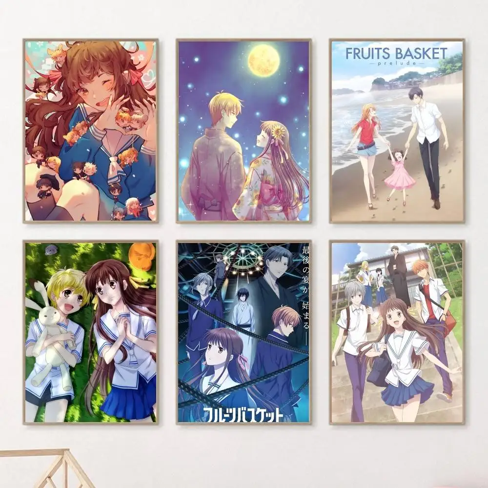 Póster de Manga de cesta de frutas F de Anime japonés, pegatina de pared elegante para decoración de pared de Bar y sala de estar