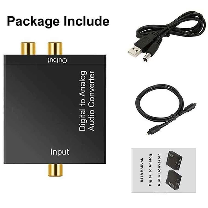 Digital to Analog Audio Converter Optical Fiber Coaxial Signal DAC Spdif Stereo 3.5MM Jack 2*RCA Amplifier Decoder