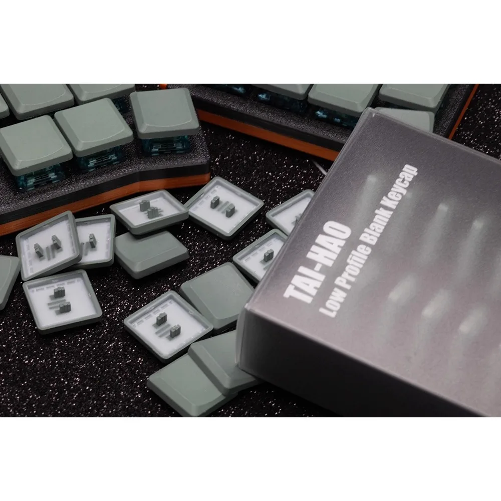 Taihao Choc Low Profile Keycaps THT 1U MX Cherry Artisan Key Caps สําหรับคีย์บอร์ดอุปกรณ์เสริมสําหรับเล่นเกมจุดสีเทา Keycap