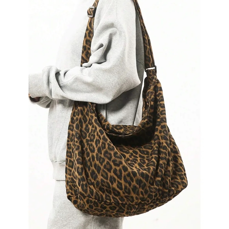 

1pc Women Leopard Print Shoulder Bag, Crossbody Tote Bag With Large Pocket, Suitable For Travel, Shopping, Vacation, Carrying C