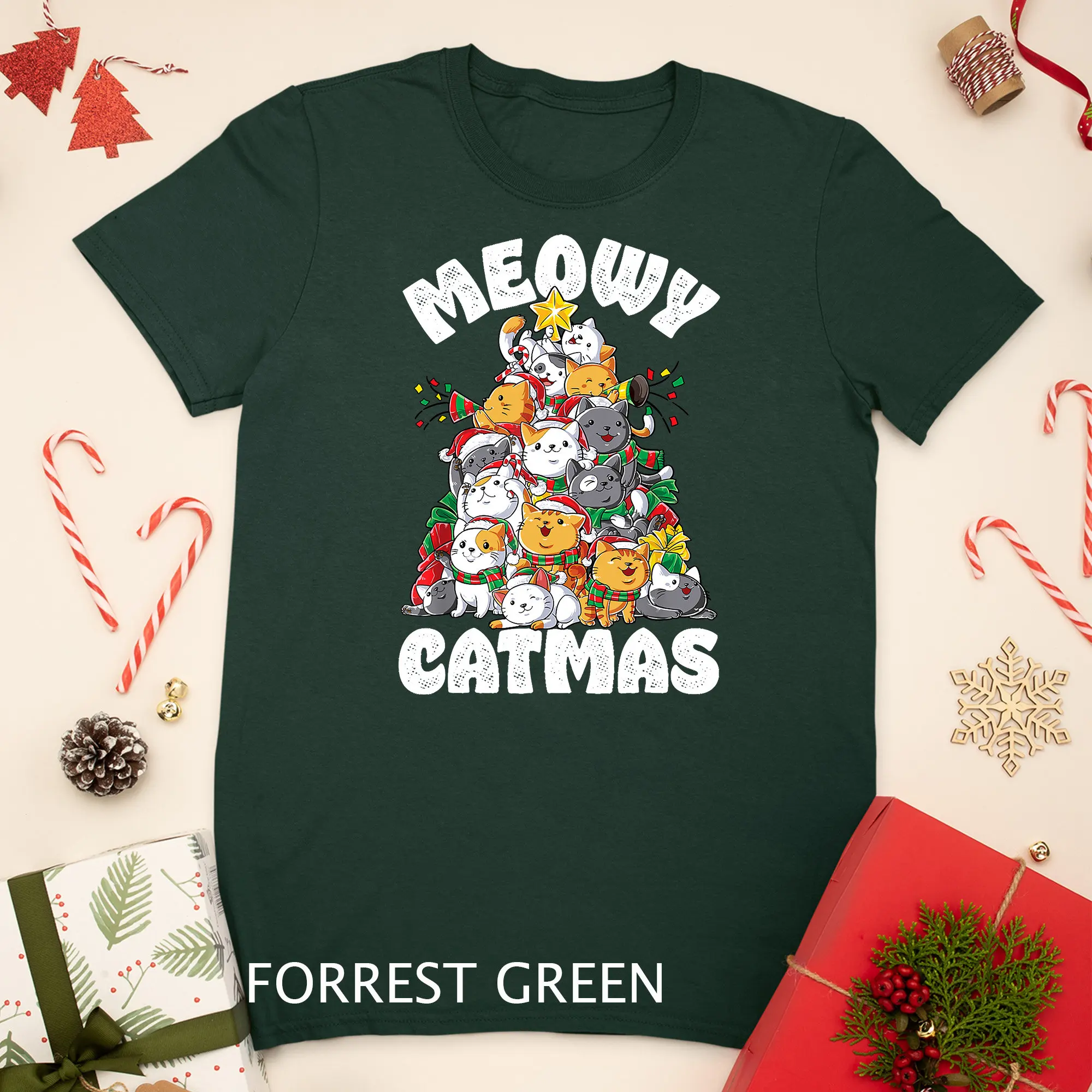 Meowy Catmas Cat Christmas Tree Xmas Kids Girls Boys S T Shirt Sweat