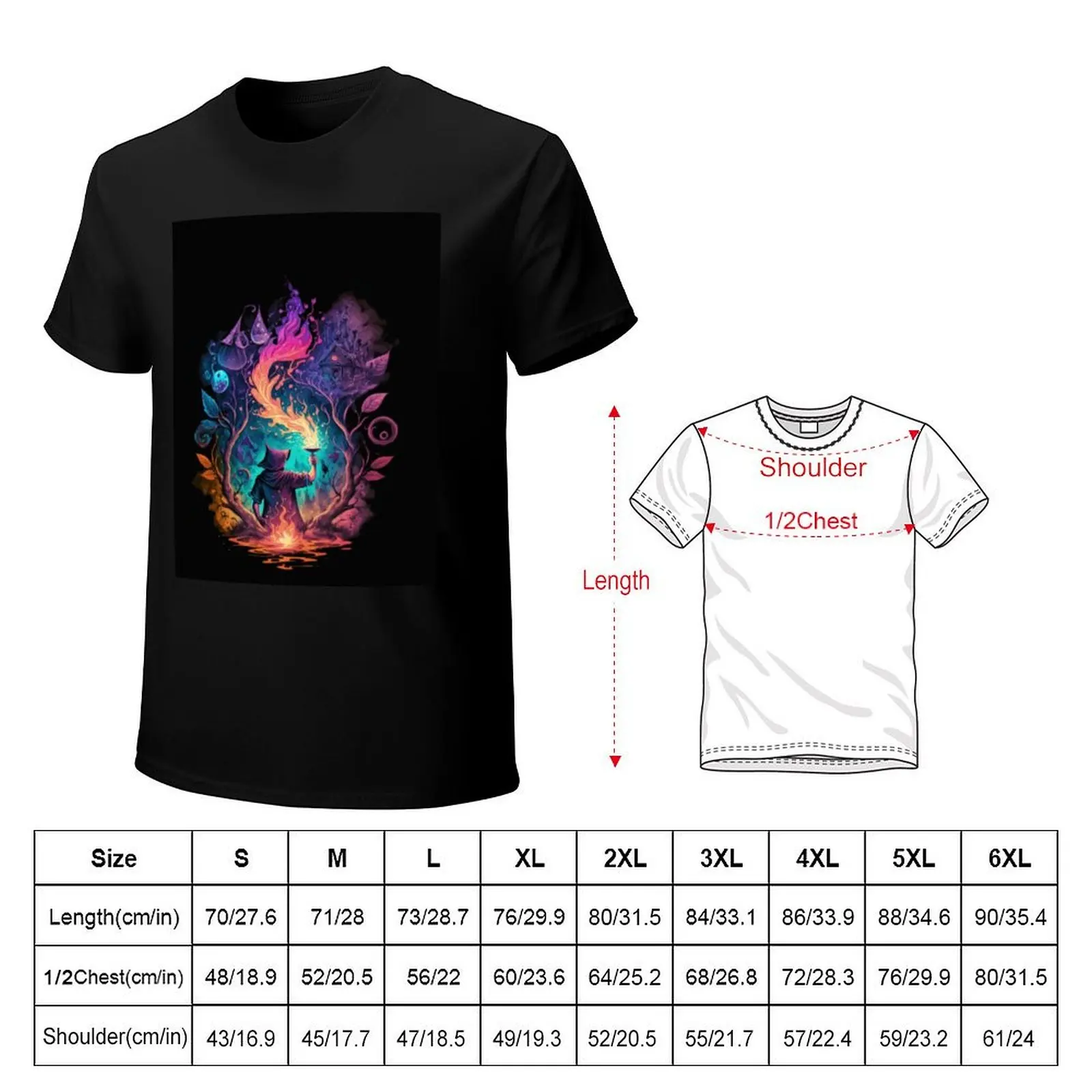 Mage: The Wizard Sorcerer Spell Enchantment Design T-Shirt Anti-Fade Casual Tee Shirt