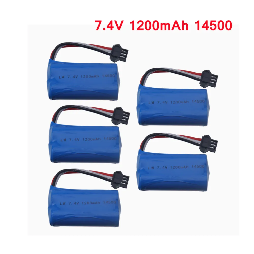 7.4V 1200Mah Pin Li-ion 14500 SM3P Cắm Điện Cho Đồ Chơi Nước Viên Đạn Súng 7.4V 2S Pin cho RC Đồ Chơi Xe Ô Tô Xe Tăng Người Máy