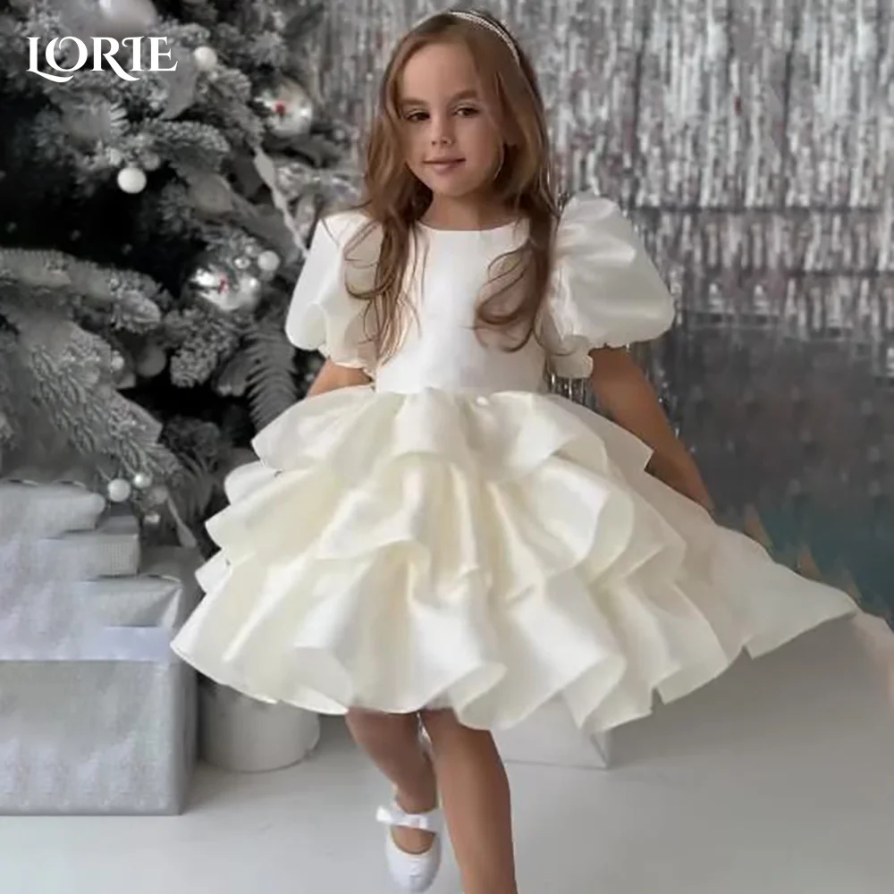 LORIE Girl Peony Lace Back A-Line Straight Tutu Tulle Party Flower Girl Dress Csustomized Flowers Girls Dress