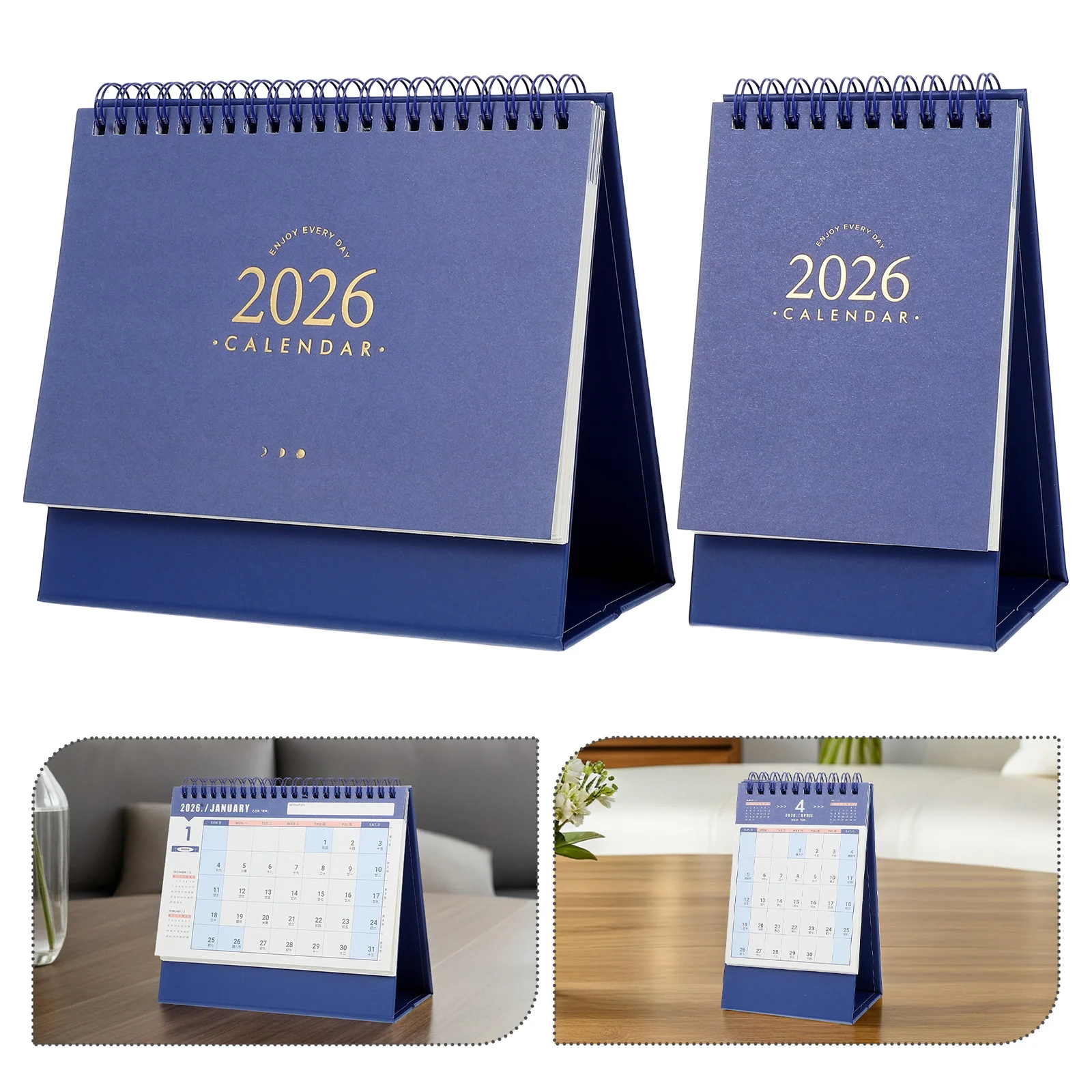 

2 Pcs Desk Calendar 2026 Daily Desktop Creative Office Calander Cute Mini for Home Aesthetic