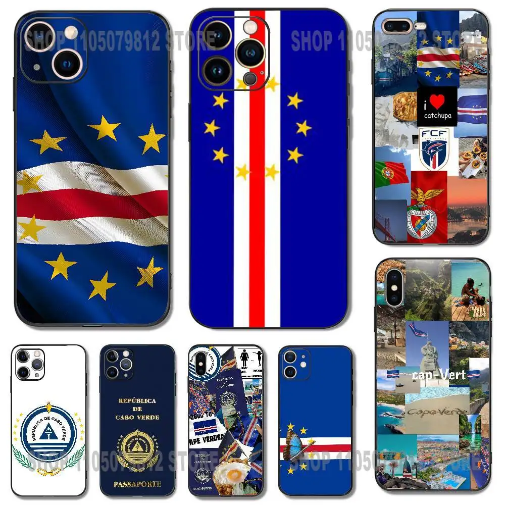 حافظة هاتف كيب فيردي لهاتف آيفون 17 16,15,14,13,12,11,Pro,XS,Max,XR,Plus,Mini Soft سيليكون أسود مقاوم للصدمات #1