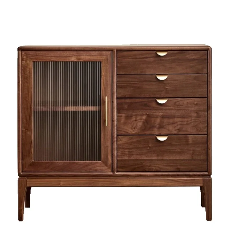 

North American black walnut dining side cabinet Nordic restaurant tea cabinet Modern simple living room solid wood All solid wo