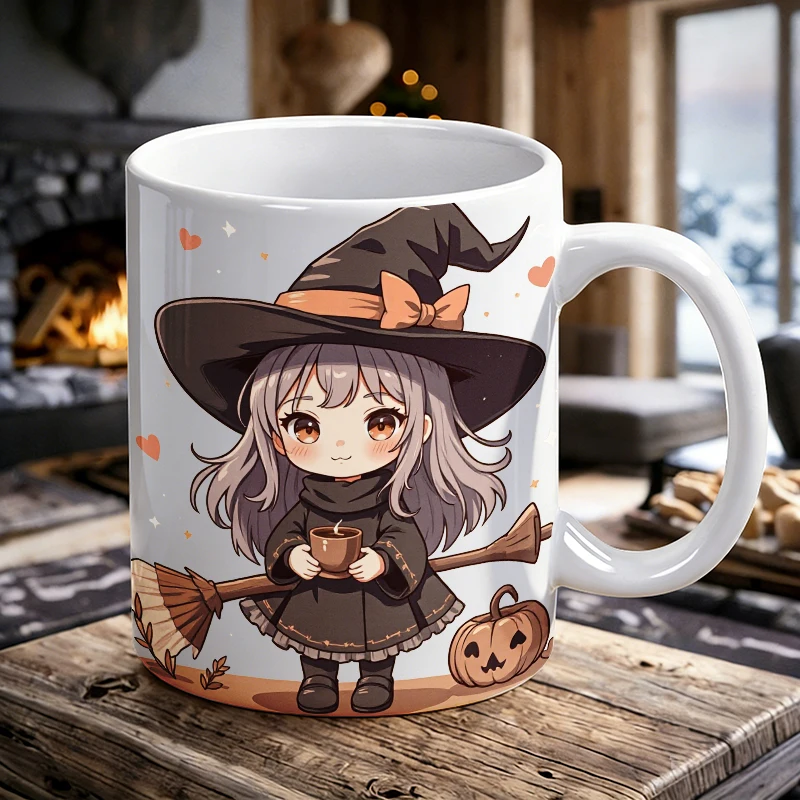 

1PCS Cute Q-version Little Witch Ceramic Cup, Coffee Cup, Milk Cup,Office Tea Cup, Drinking Cup, Fade-resistant,Gift for Friends