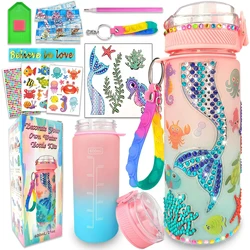 Decora i tuoi kit di bottiglie d'acqua per ragazze dai 6-8-10 anni, artigianato di pittura a sirena, regali di artigianato giocattoli per il compleanno delle ragazze