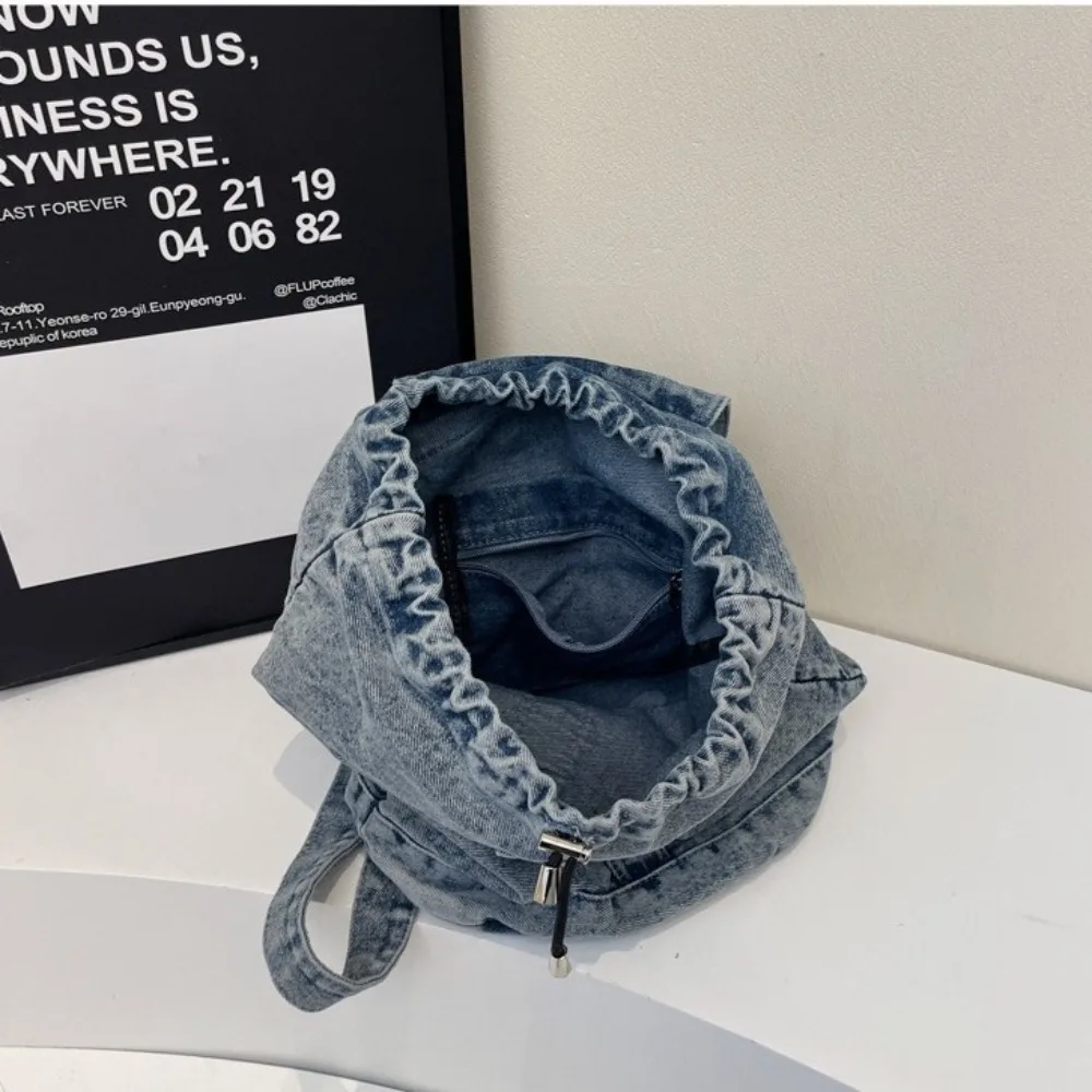 High Quality Fashion Denim Backpack Vintage Retro Student Schoolbags Large Capacity Soft Jeans Bookbags for Girls