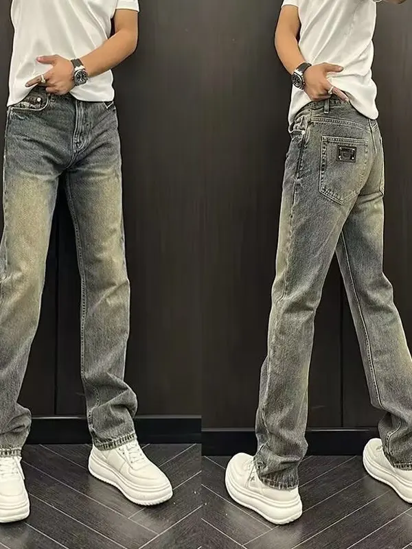 

Cleanfit American High Street Vintage Waed Slim Fit Straight Leg Jeans Men's Taller Thinner Long Pants Youth Casual Wear