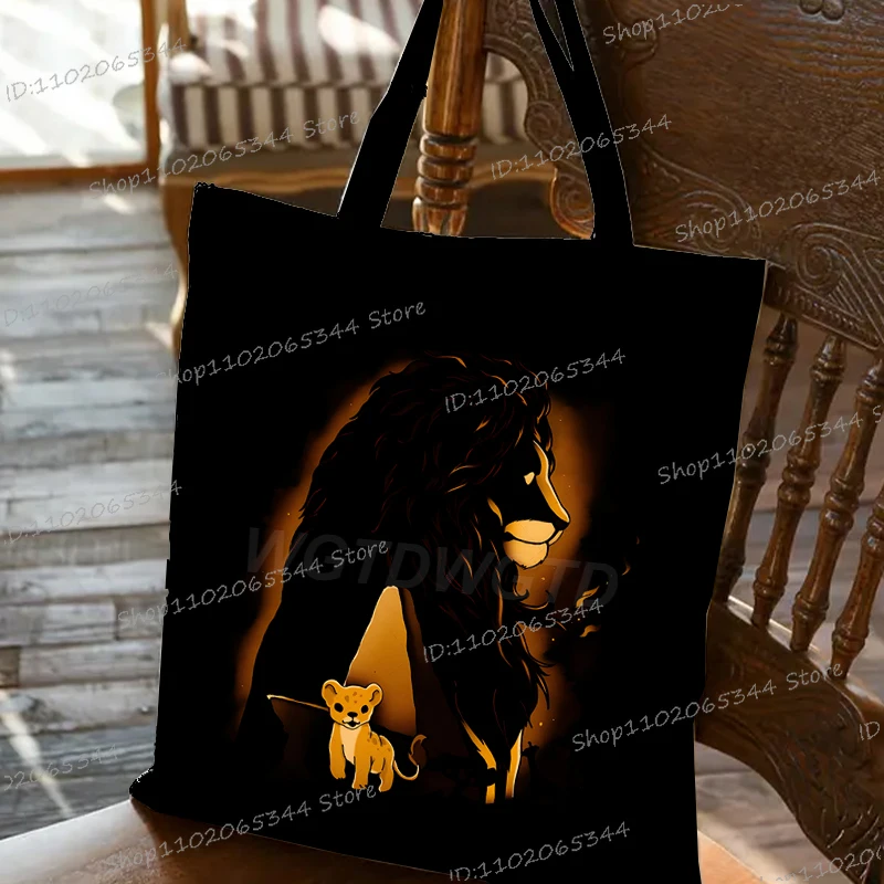 

Funny Lion Print Canvas Tote Bags Women and Student Manga Shoulder Bag Fashion Animal King Portable High Capacity Handbag