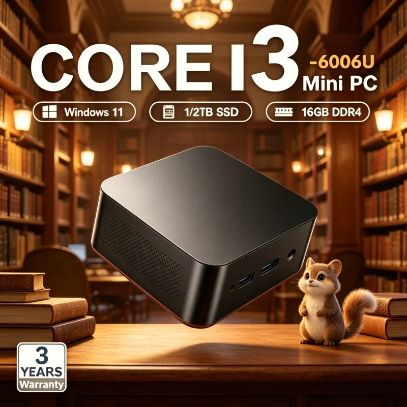 

2026 Scintillating Lithesome MINI PC Windows 11 Pro Core I3 6006U RAM 1TB SSD WIFI 6 BT5.2 4K HD Varnished Cheer Gaming Home